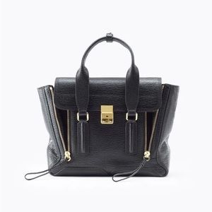 3.1 Phillip Lim Pashli Medium Satchel Black with Gold Hardware
